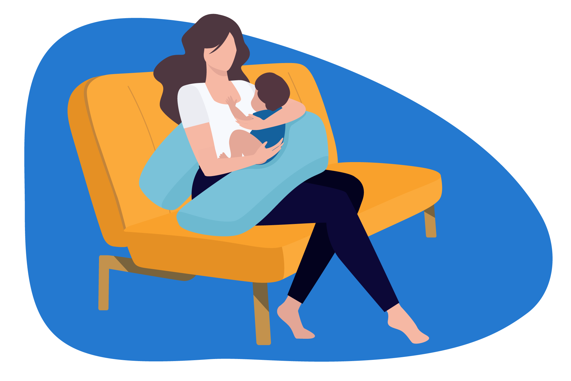 Ilustração de mãe a amamentar bebé